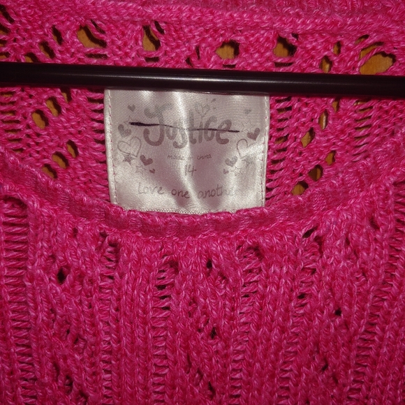 Justice Sweater Junior Size 14 Woven Pink - Picture 3 of 3